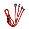 WDC-010 - 3 in 1 USB Type-C Micro Lightning Data Cable - Red. 