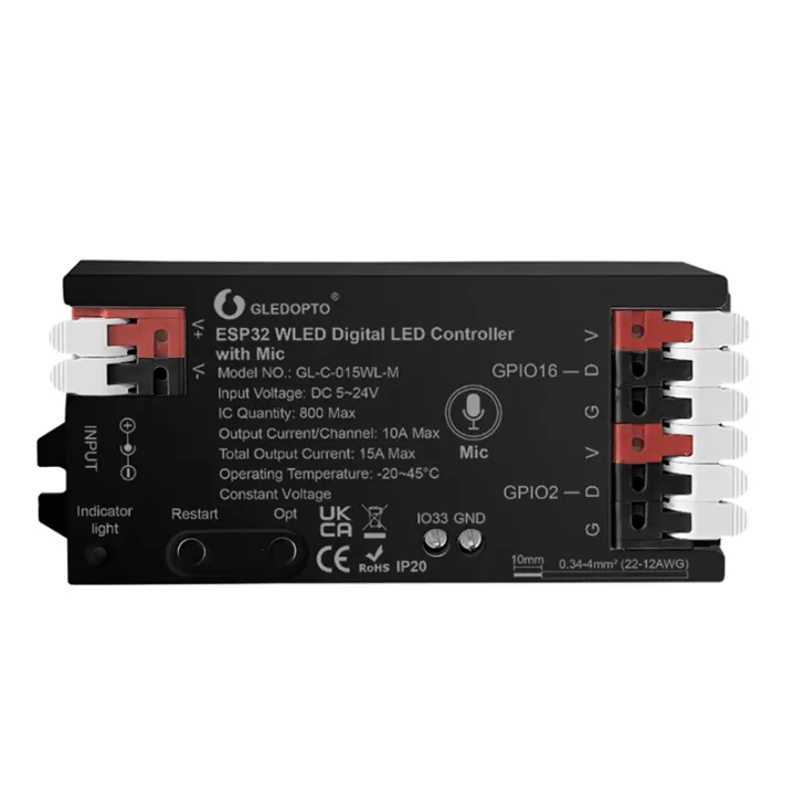 WLED Light Strip Controller ESP32 LED Controller Black