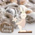 Cute Easter Standing Bunny Wooden Table Decoration Lightweight Accessory Holding Carrot.