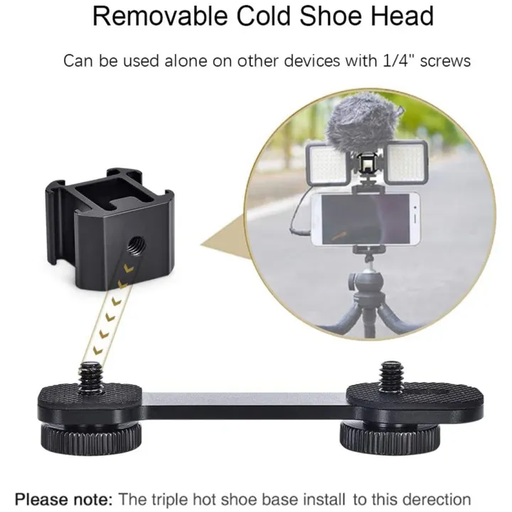 Triple%20Cold%20Shoe%20Mount%20Universal%20Extension%20Bracket%20Holder%20Adapter%20for%20LED%20Video%20Light%20DSLR%20Phone%20Gimbal%20Stabilizer%20-%20Image%209