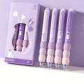4PCS/Set Press Erasable Pen - Purple | 0.5mm Black Ink Gel Pen | School Office Writing Supplies.