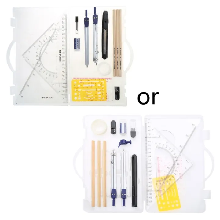 18Pcs%20Geometry%20Set%20Drawing%20Template%20Protractor%20Set%20with%20Shatterproof%20Storage%20Box%20Drawing%20Tools,%20Drafting%20Set%20Amour%20zii%20-%20Image%203