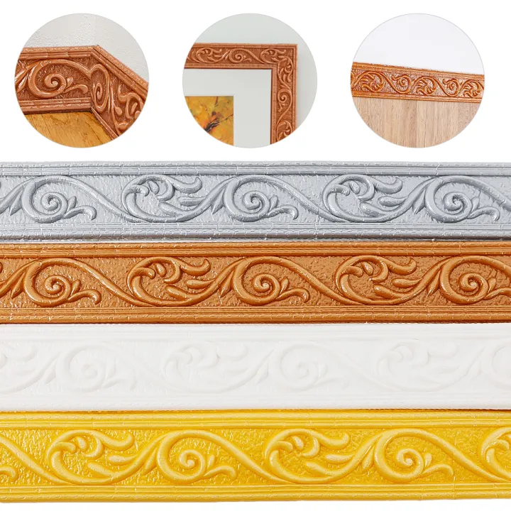 1/5rolls%20Waterproof%20Self-Adhesive%203D%20Skirting%20Wall%20Stickers%20TV%20Background%20Wall%20Border%20Edge%20Strip%20Foam%20Waist%20Line%20Carved%20Wallpaper%20Sticker%20-%20Image%202