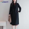 Mid-length Woolen Cardigan Stylish Women's Woolen Coat with Lapel Pockets Trendy Mid-length Cardigan for Autumn/winter Women Woolen Coat.