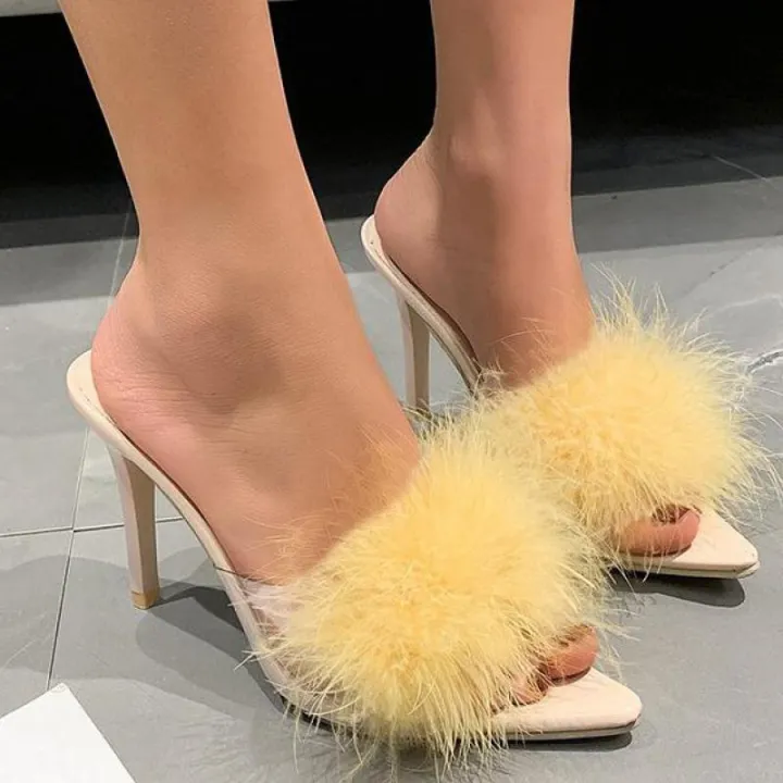 Women%20Slippers%20High%20Heels%20Fur%20Stiletto%20Peep%20Toe%20Mules%20Ladies%20Indoor%20Rubber%20Zapatillas%20Mujer%20Pointed%20Red%20Summer%20New%20Shoes%20-%20Image%203