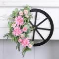 New Year Wreath Spring Front Door Wreath 43x42cm Decoration for Fireplaces.