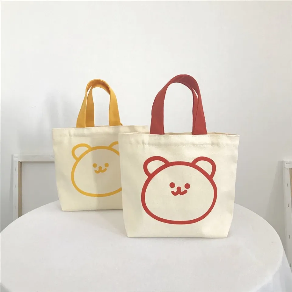 2023 Small Canvas Bags for Women Designer Cute Bear Printed Girls