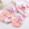 Plush Hello Kitty Hair Claw Hair Ring Pink Bowknot Shark Claw Clip Sweet Girl Scrunchies Women Hair Accessories Yao Store.