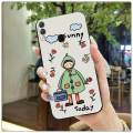 For Honor 8X Back Cover Case Fashion Cartoon girl Square Frame Shockproof Camera Lens Protector Phone Cases.