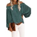 Elegant Blouse Flower Autumn Off Shoulder Long Sleeve Chiffon Shirt Lantern Sleeve Loose Top Lady. 
