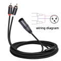 NANLIY 2X XLR to Dual RCA Audio Cable A1 XLR Male 3 Pin to Dual RCA Male Plug Stereo Audio Cable 1M.