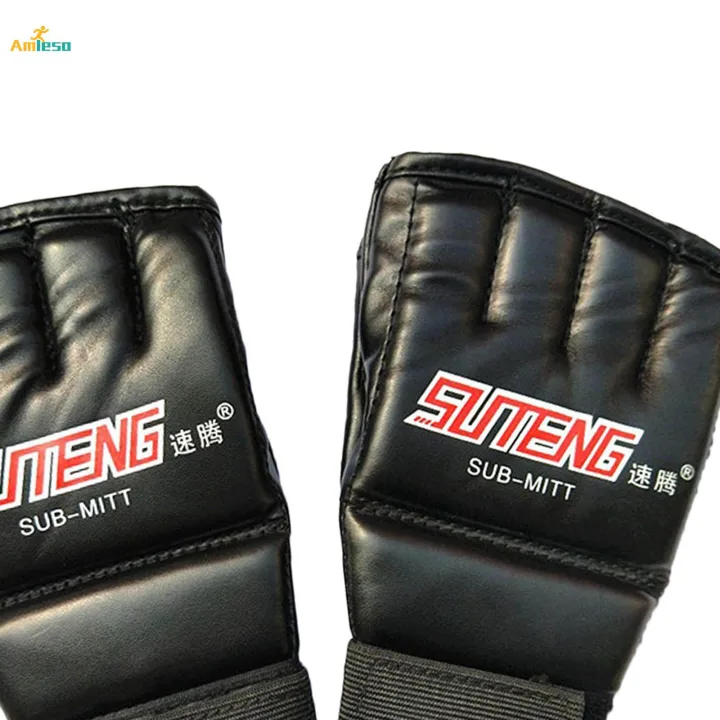 MMA%20Half%20Finger%20Boxing%20Fight%20Gloves%20Mitts%20for%20Sparring%20Punching%20Bag%20Training%20-%20for%20Adults%20Black%203%20-%20Image%205
