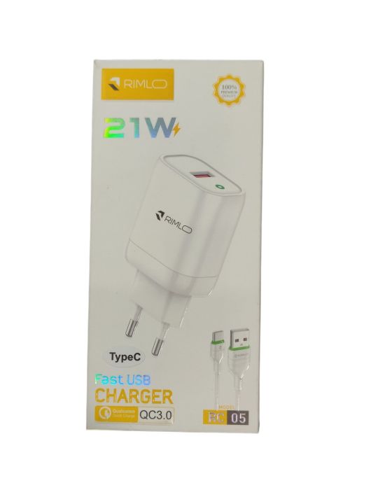 Rimlo 21W PD Fast Charger Travel Charger Fast Wall Travel Chargers Adapter For Mobile Phone RIMLO RC05 EXCEL ELECTRONICS