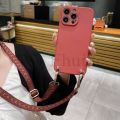 HoneyYami Classic Strap Case For iPhone 15 Pro Max 14 13 12 Mini X XR XS 7 8 Plus 11 Pro Crossbody Lanyard Neck Cord Liquid Silicone Cover.