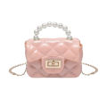 Mini jelly bags handbag PU leather crossbody bags with pearl handle ladies PVC podazz. 