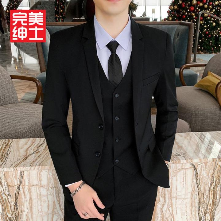 High Quality Pure Black Suit Business Professional Formal Wear Groom Best  Man Wedding Dress Suit Full Set for Men | Daraz.com.bd