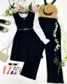 Western Fashion Ladis Stitched Black color Co-ord set Tops and Pant Vangchur Fabric dress for women.