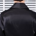 Men Nightgown Long Sleeve Robe Large Size Black Bathrobe Comfortable Sleepwear Imitation Silk with Pockets Waist Belt Home Gown. 