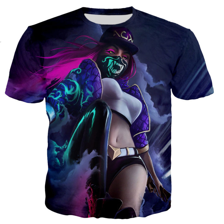 League of Legends T-Shirts Game LOL KDA Akali 3D Print Men Women Fashion Oversized Short Sleeve T Shirt Kids Tees Tops Clothing