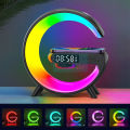 Smart light sound machine g63 4-IN-1 Bluetooth Speaker Alarm Clock Wireless Charger Home Stereo Loudspeaker Subwoofer RGB Night Light Lamp Fast Charging Station (Charging only For Iphone). 