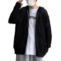 Men Sweater Long Sleeve Zipper Closure Solid Hollow-out Super Soft Men Hooded Sweater Coat Autumn Cardigan Gift for Student. 