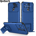 Quiberk for Infinix Smart 6 Phone Case Slide Camera Cover Kickstand Hard Shockproof Armor Back Casing. 