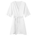 Delicate Allure: Ruffle Satin Robe for Effortless Bridal Relaxation.