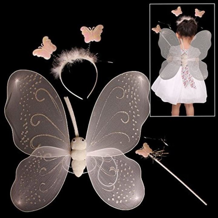 Butterfly Wings Girl'S Fairy Princess Glitter Butterfly Party Costume Wings Wand Headband - Spiderman Dress