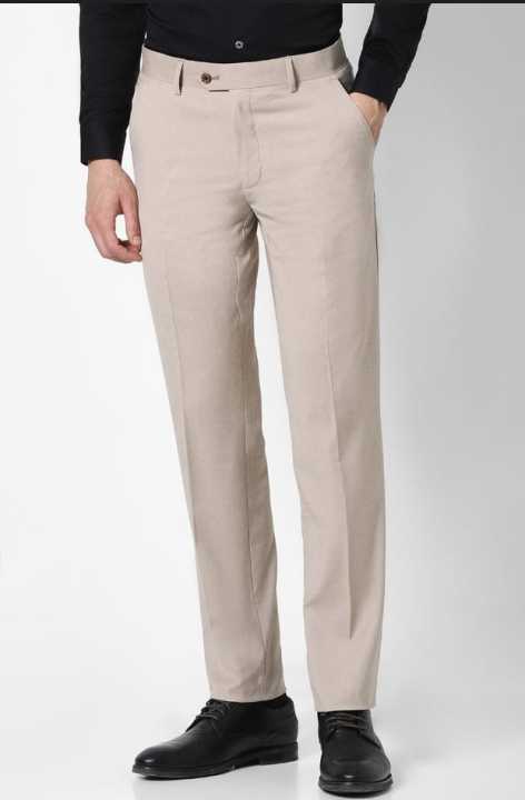 Peter England Elite Men Beige Check Slim Fit Formal Trousers | Daraz.com.bd