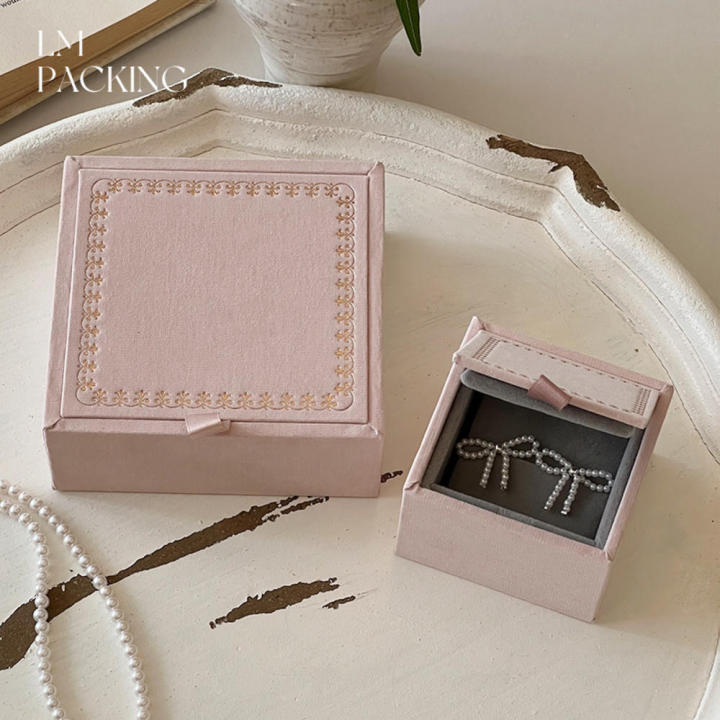 Flocked%20Jewelry%20Box%20Pink%20Retro%20Wooden%20Ring%20Storage%20High-End%20Necklace%20Case%20for%20Travel%20Home%20Gift%20Women%20Display%20-%20Image%204