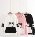 Exclusive Design Women Cute Cat Printed Cotton Hoodie For Winter.