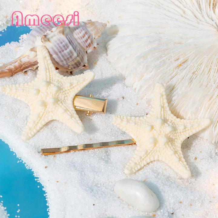 Starfish Hairpins Vintage Seashell Hairpin Set Stylish Anti-slip Stainless Side Clips for Women's Hair Lightweight Exquisite Hair Accessories Sweet Hair Clips
