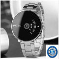 PAIDU Stainless Silver Black Dial Quartz Wrist Watch.