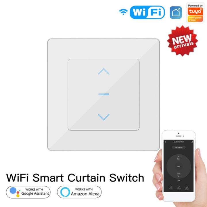tuya WiFi Smart Curtain Switch Touch Design for Motorized Curtains and Roller Blinds work with Tuya Smart Life App Alexa Google for hands-free voice control