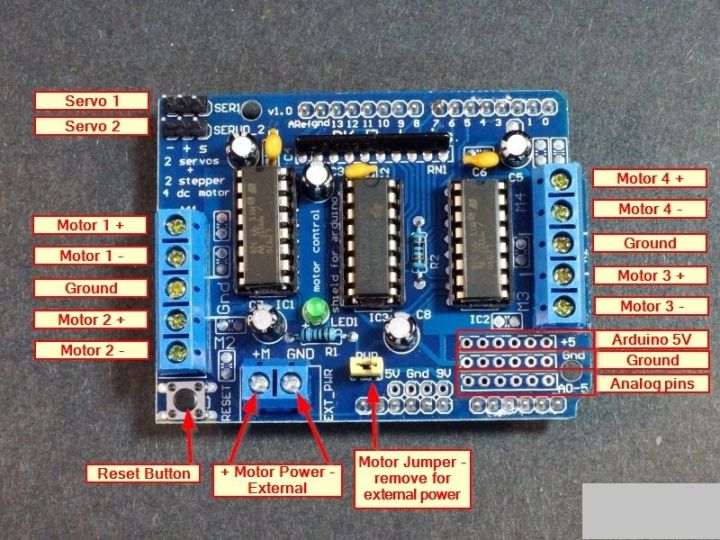 BLUE L293D Motor Driver Module L293D Motor Driver Shield Expansion Board 4.5-16V Motor Driver L293D Module For Arduino Adapters