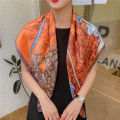 90cm Large Kerchief Silk-like Printed Satin Scarf Fashionable All-Match Scarf Scarf.