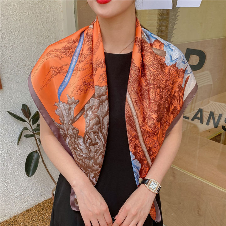 90cm%20Large%20Kerchief%20Silk-like%20Printed%20Satin%20Scarf%20Fashionable%20All-Match%20Scarf%20Scarf%20-%20Image%208