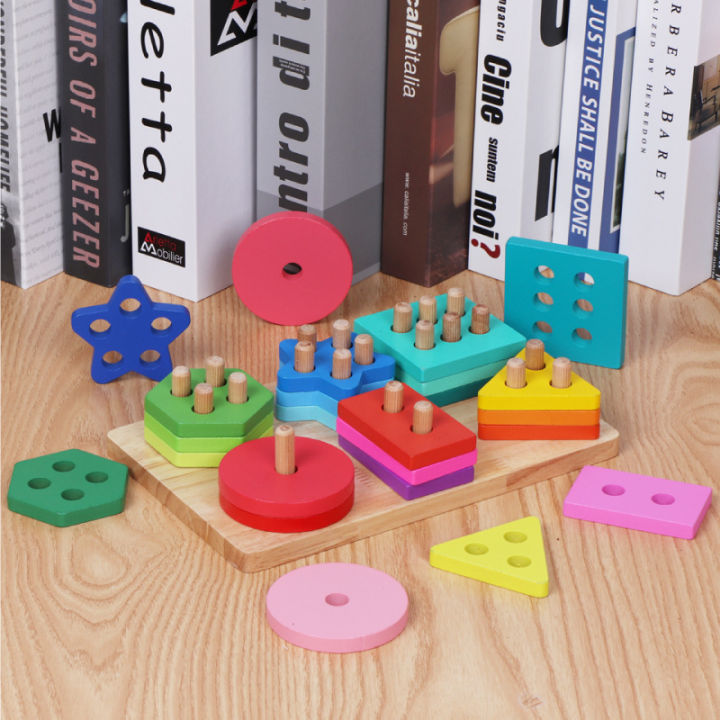 Wooden%20Montessori%20Children's%20Set%20of%20Six%20Column%20Numeric%20Puzzle%20Classification%20Shape%20Stacking%20Game%20Preschool%20Toys%20-%20Image%203