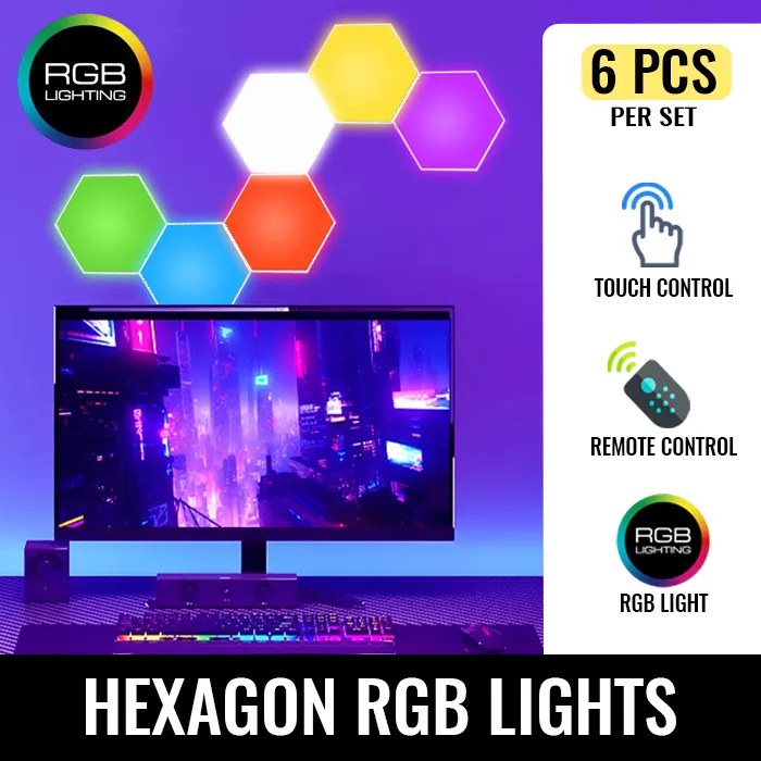 Hexagon Lights Affordable Price In Bangladesh Zymak H52 Hexagon RGB Lights Gaming Room Wall Decoration Hexagonal LED RGB Gaming Lights Night Light