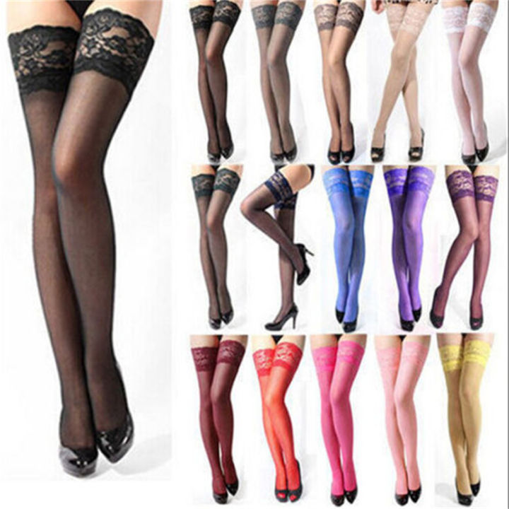 Long Stockings Black Lace Cosplay Costume Accessories Sheer Hollow Mesh Pantyhose Fish Net Socks High Wlastic Fashion Amour zii