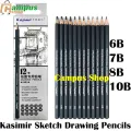 Kasimir 12pcs Graphite Sketching Pencils Professional Sketc;6h Pencils Set for Drawing 6B,7B,8B,10B. 