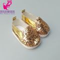 【The road to happiness Store】43cm  babe doll shoes black golden color 18 inch girl doll casual sneacker shoes toys shoes. 