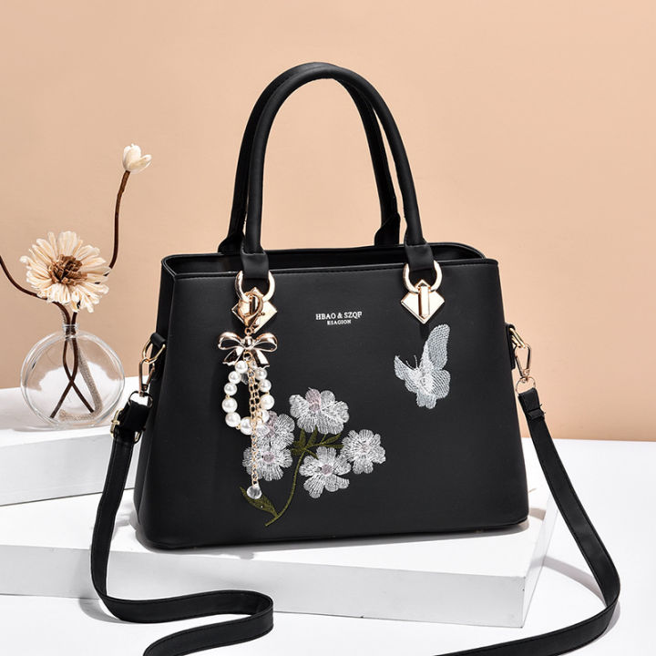 Summer new style bag women's fashion bow hanging handbag trend ladies embroidered shoulder crossbody bag mom bag