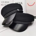 【beauty code store】Winter Women's Black Wool Military Women's Military Cap Sally Cap Girl Travel Beret Women's Hat. 