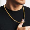 Simple Snake Bone Necklace Men's Plain Golden Color Necklace- Fashion Chain. 