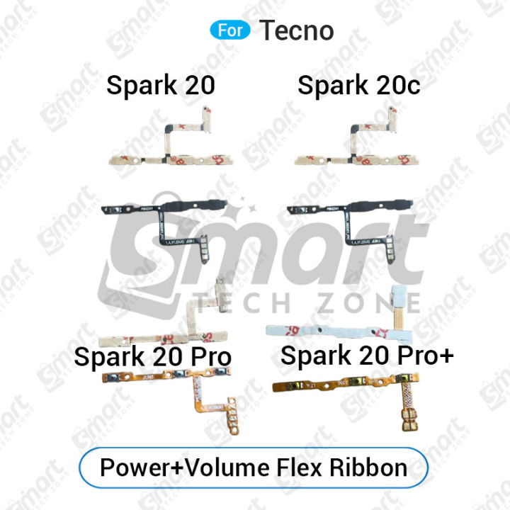 Tecno Spark 20 20c 20 Pro 20 Pro Plus KJ6 KJ5 BG7 KJ7 Power on / off Switch Button Side Volume Up Down Buttons Flex Cable Replacement Parts