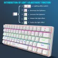 HXSJ V900 Wired 61 Keys Compact Mechanical Keyboard RGB Backlit Keyboard N-key Rollover Blue Switch Double Shot Keycaps, White. 