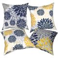NANLIY Throw Pillow Covers 18x18 Inch Set of 4,Navy Blue Gold Oversized Flower Geometry Square Pillow Cushion Cases. 