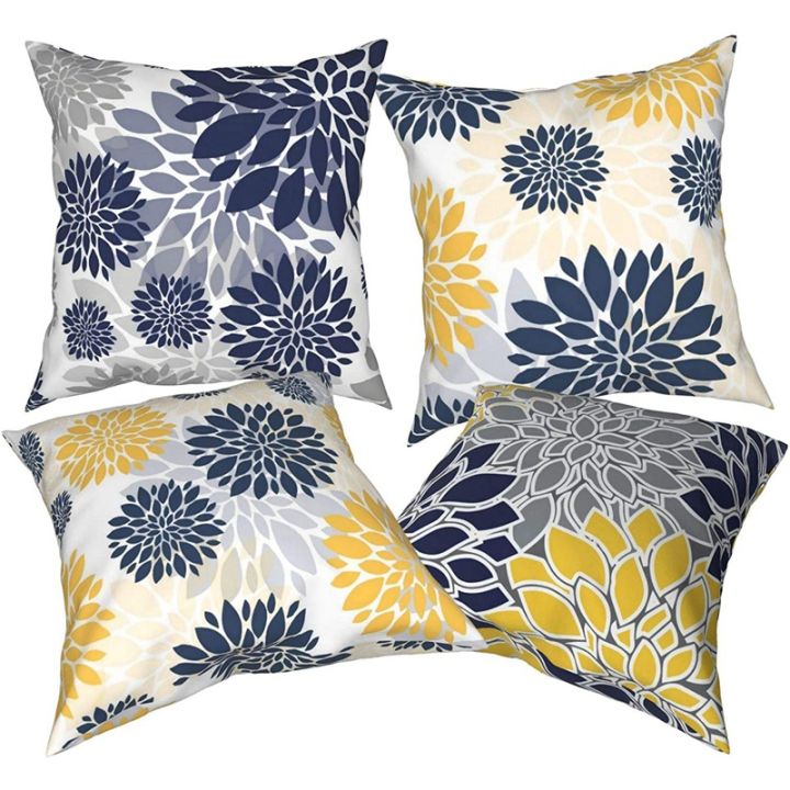 NANLIY%20Throw%20Pillow%20Covers%2018x18%20Inch%20Set%20of%204,Navy%20Blue%20Gold%20Oversized%20Flower%20Geometry%20Square%20Pillow%20Cushion%20Cases%20-%20Image%203