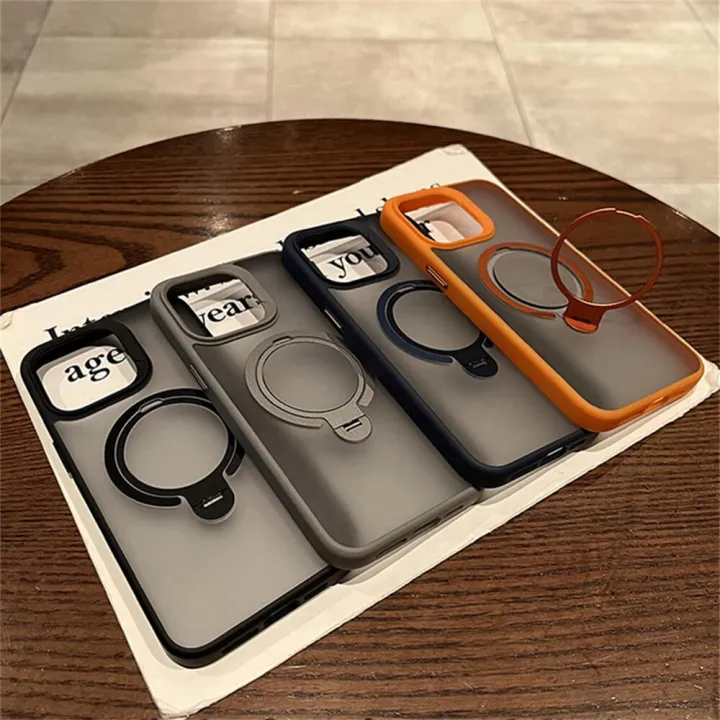 HOCE%20360%C2%B0Rotation%20Stand%20Magnetic%20Phone%20Cases%20For%20iPhone%2012%2013%2014%2015%20Pro%20Max%2014%2015%20Plus%20MagSafe%20Case%20With%20Folding%20Ring%20Holder%20Stand%20Shockproof%20Bumper%20Frosted%20Transparent%20Hard%20Back%20Cover%20-%20Image%2010